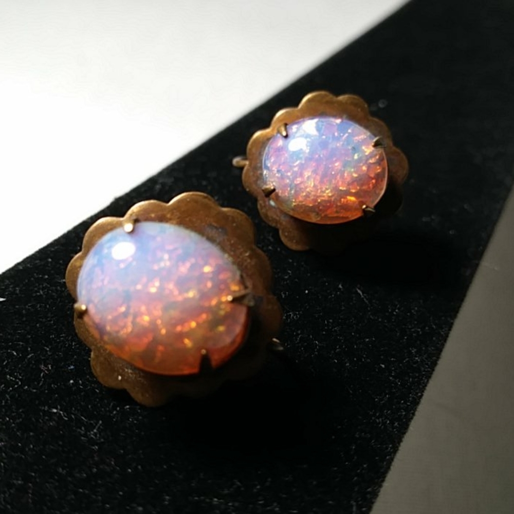 Pink Opal Screw Back Earrings